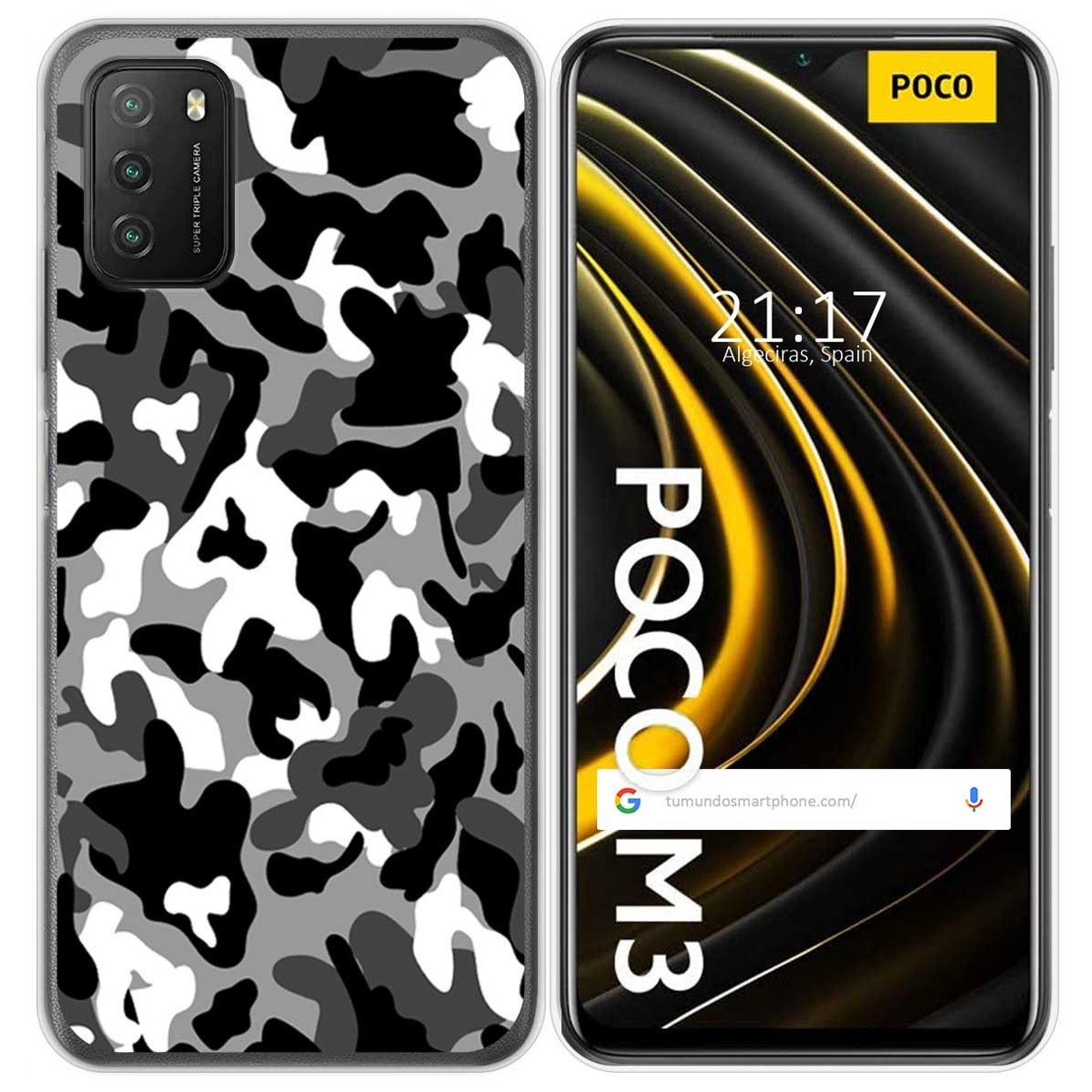 Tumundosmartphone Funda Gel Tpu para Xiaomi POCO M3 / Redmi 9T diseño Snow Camuflaje Dibujos