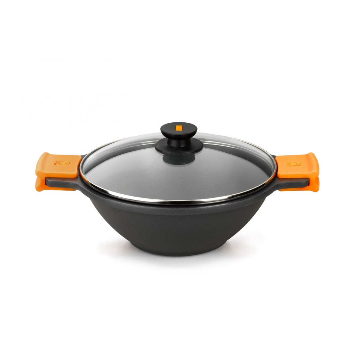 Bra - Wok Cacerola Cóncava Efficient, De 24 a 32 cm, Aluminio Fundido, Apto Inducción y Horno, Revestimiento Antiadherente