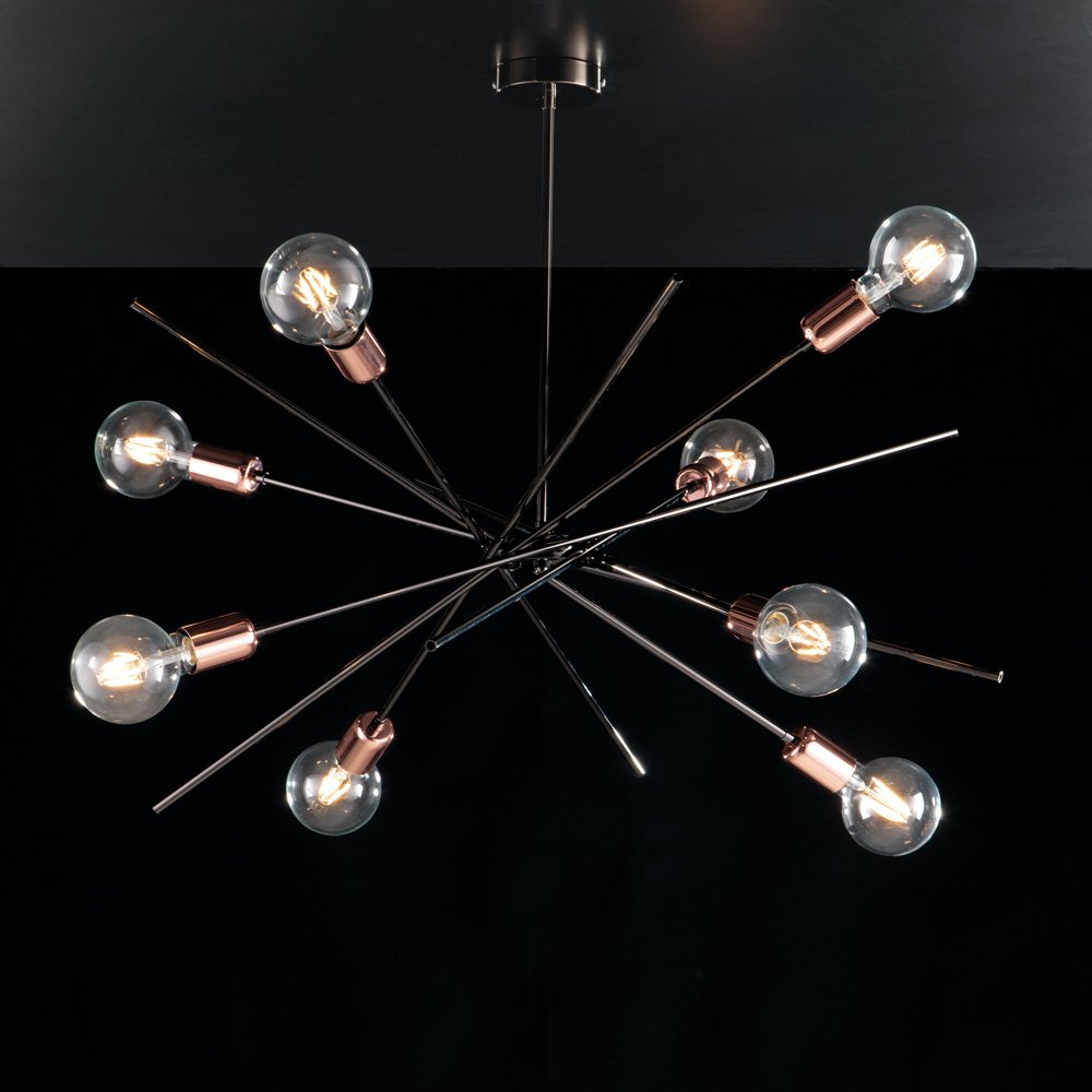 Luz de techo moderna floración cobre negro cromo 8 luces E27