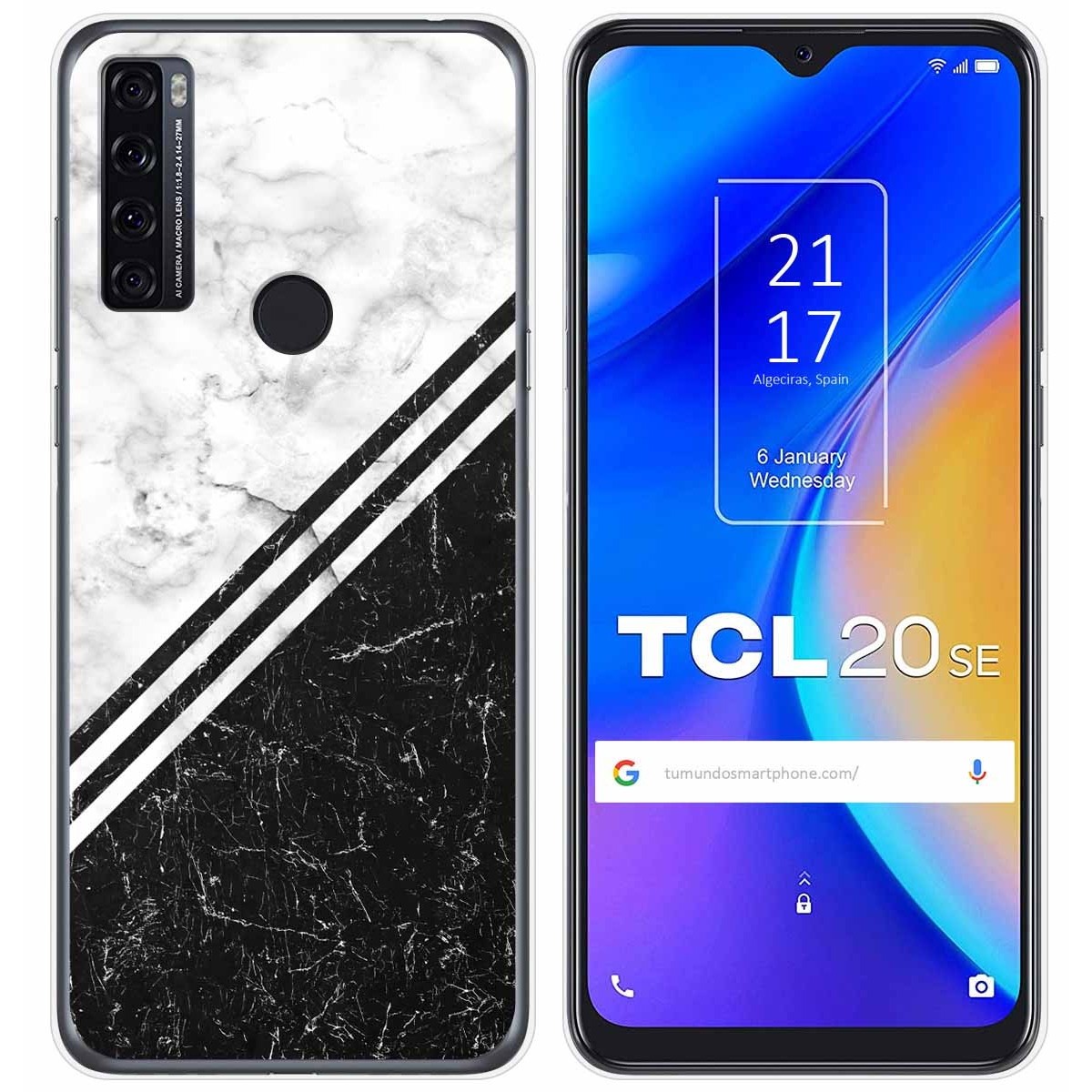 Tumundosmartphone Funda Gel Tpu para TCL 20 SE diseño Mármol 01 Dibujos