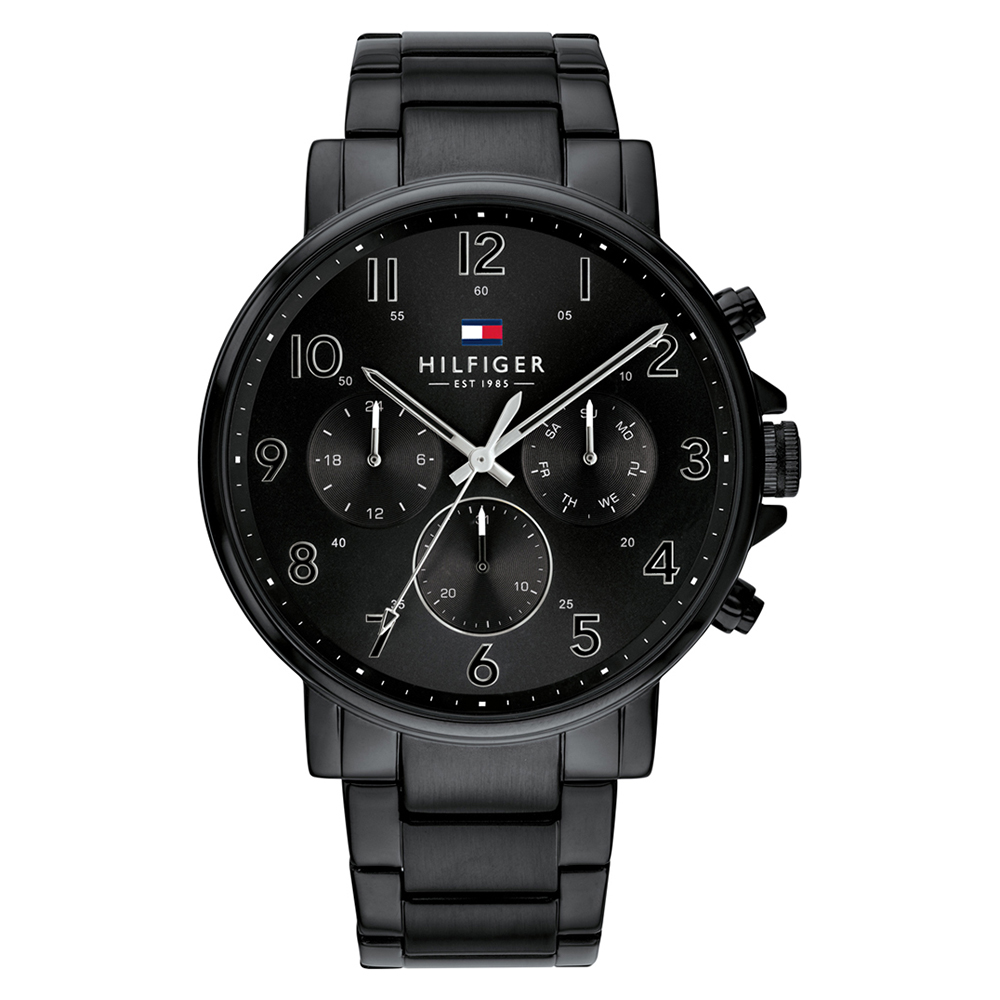 Reloj de Hombre Tommy Hilfiger 1710383, Esfera Negro de 44 MM + Caja de Regalo Elegante