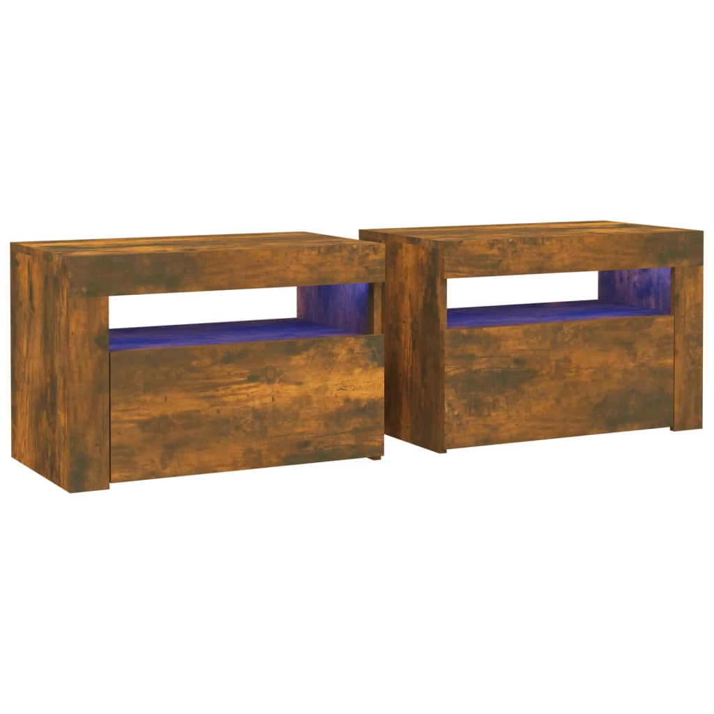 Vidaxl Mesitas de Noche con Leds 2 Unidades 60x35x40 Cm Blanco