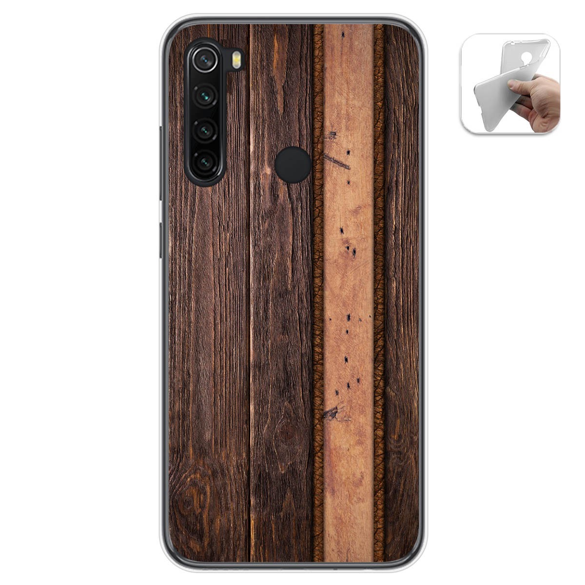 Tumundosmartphone Funda Gel Tpu para Xiaomi Redmi Note 8 (2019/2021) diseño Madera 05 Dibujos