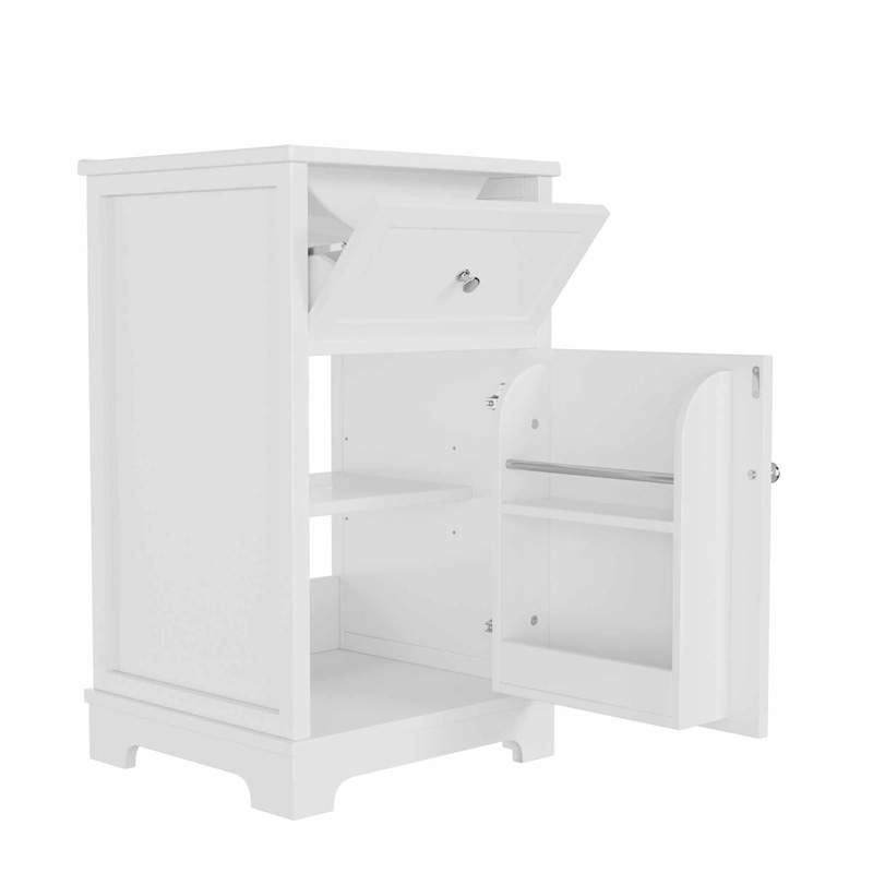 Meuble sous-vasque blanc en MDF avec lavabo en céramique intégré, tiroir et rangement réglable