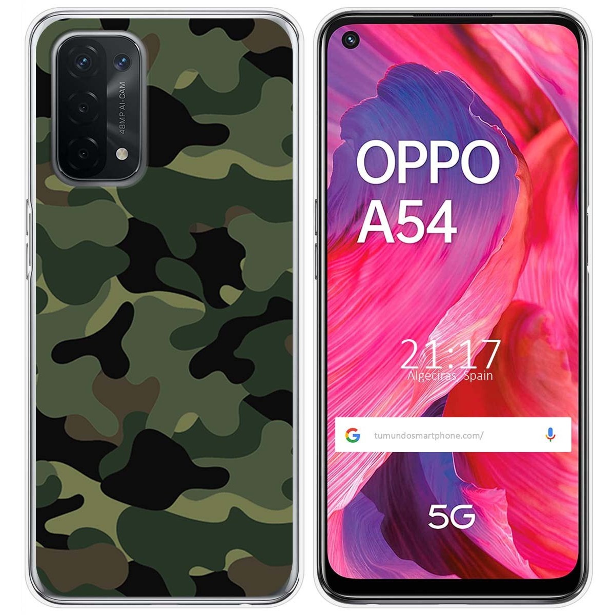 Tumundosmartphone Funda Gel Tpu para Oppo A54 5G / A74 5G diseño Camuflaje Dibujos