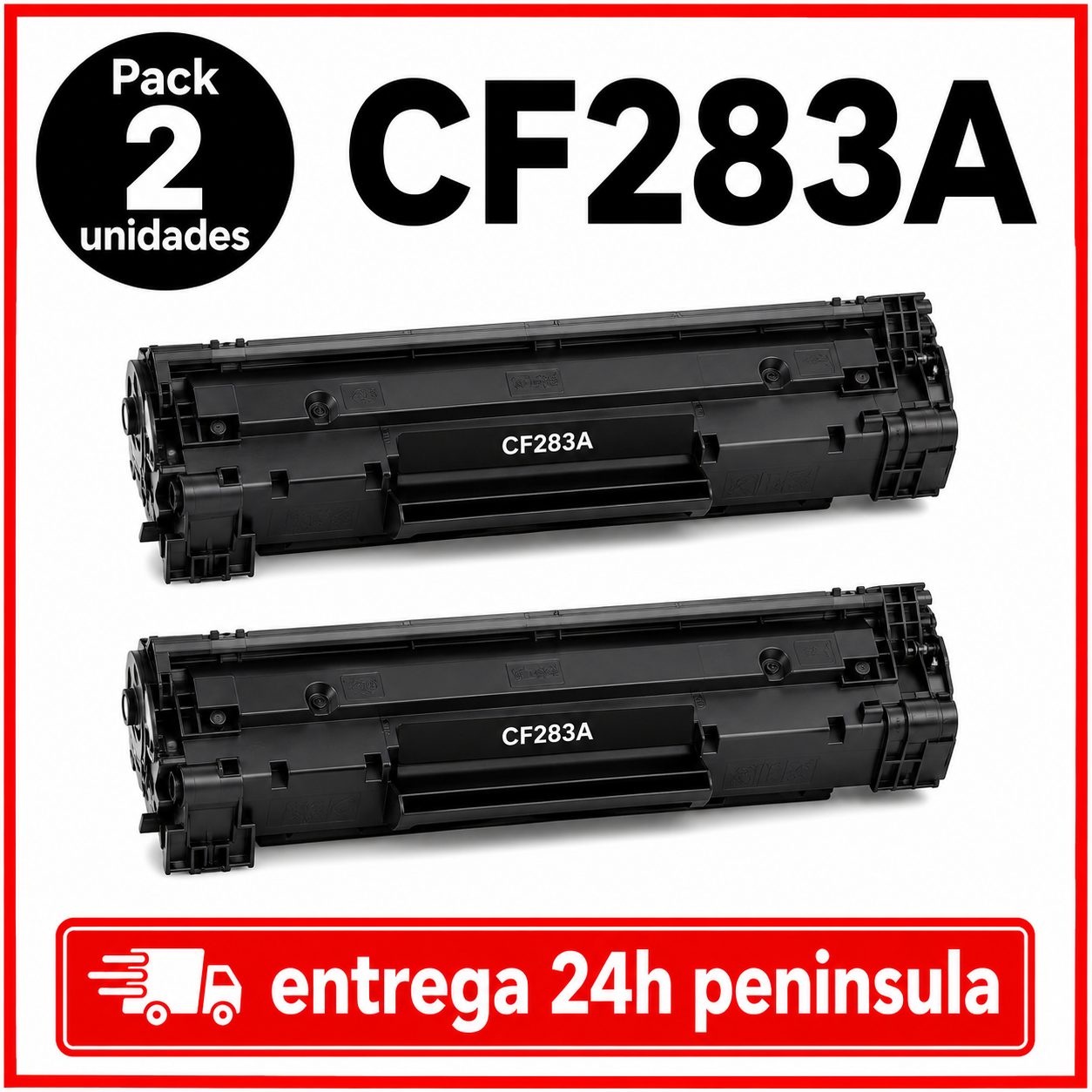Pack 2 Toner CF283A 83A Compatible HP Negro - Alta Capacidad 1500 Paginas - LaserJet Pro M125 M125nw M127fn M127fw M201dw M225dw MFP