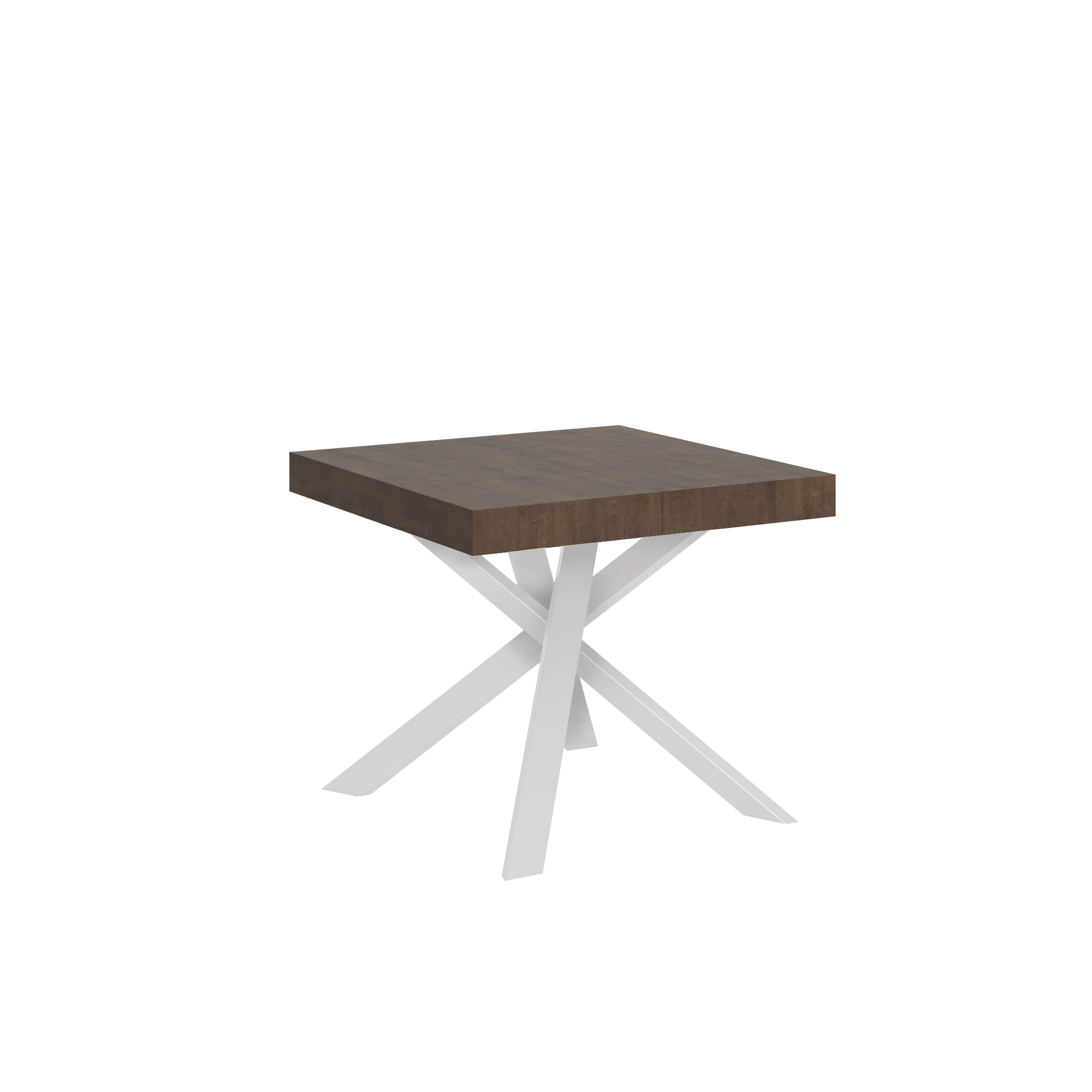 Mesa extensible 90x90/194 cm Clerk Tapa nogal - Patas blancas - Itamoby