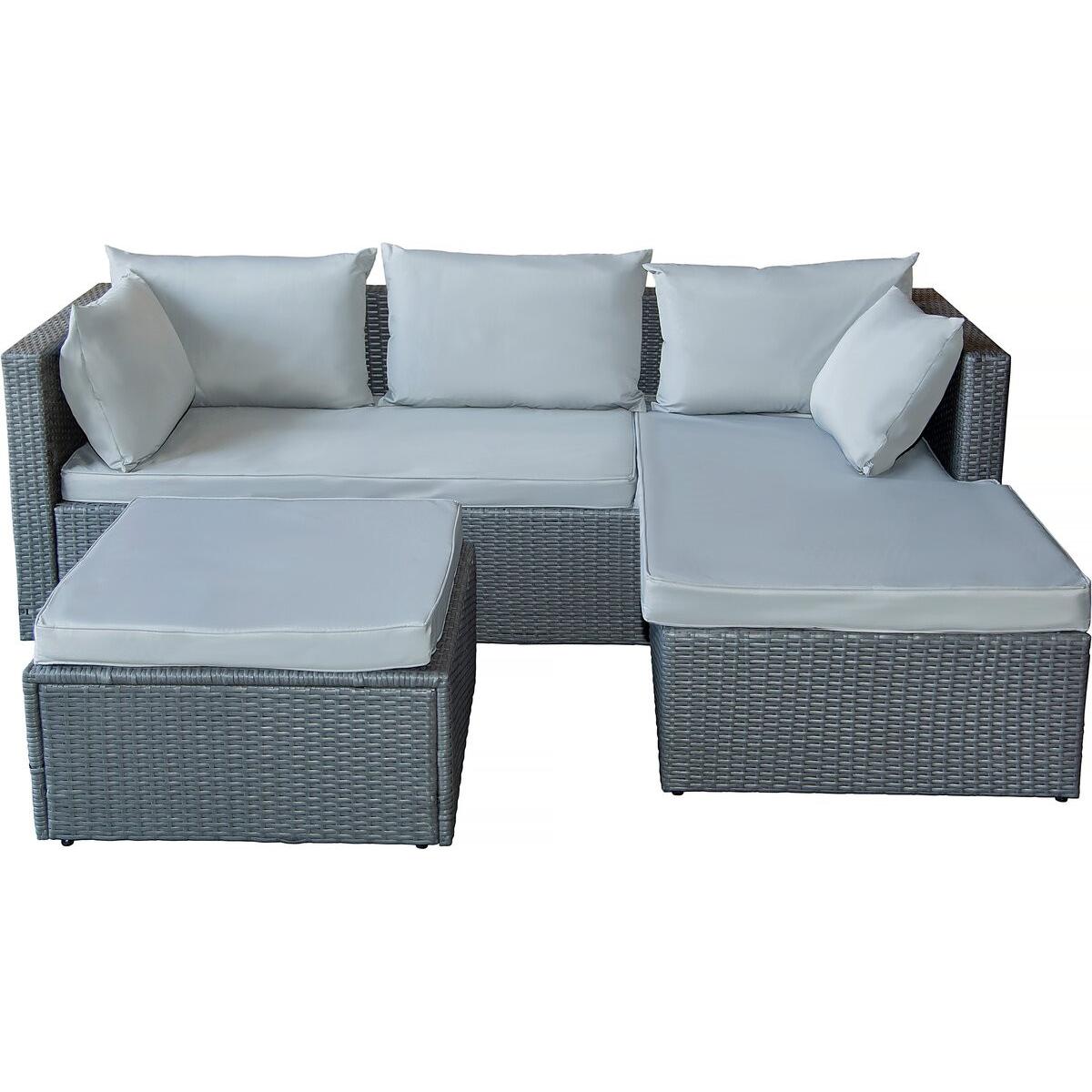 Habitat y Jardin - Muebles de jardín bajos en resina tejida "Diya" 3 plazas - Gris