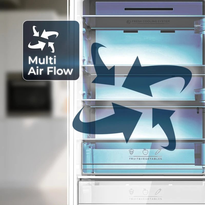 Frigo Combi Integrable No Frost HYUNDAI HCI19469ND00 Alto 195cm x 69cm Clase D Blanco | 403l, Inverter, Display táctil