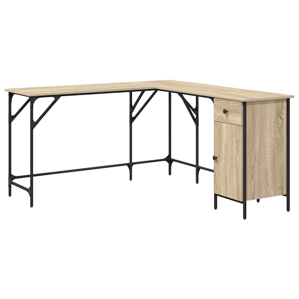 vidaXL Escritorio madera de ingeniería roble Sonoma 141x141x75 cm
