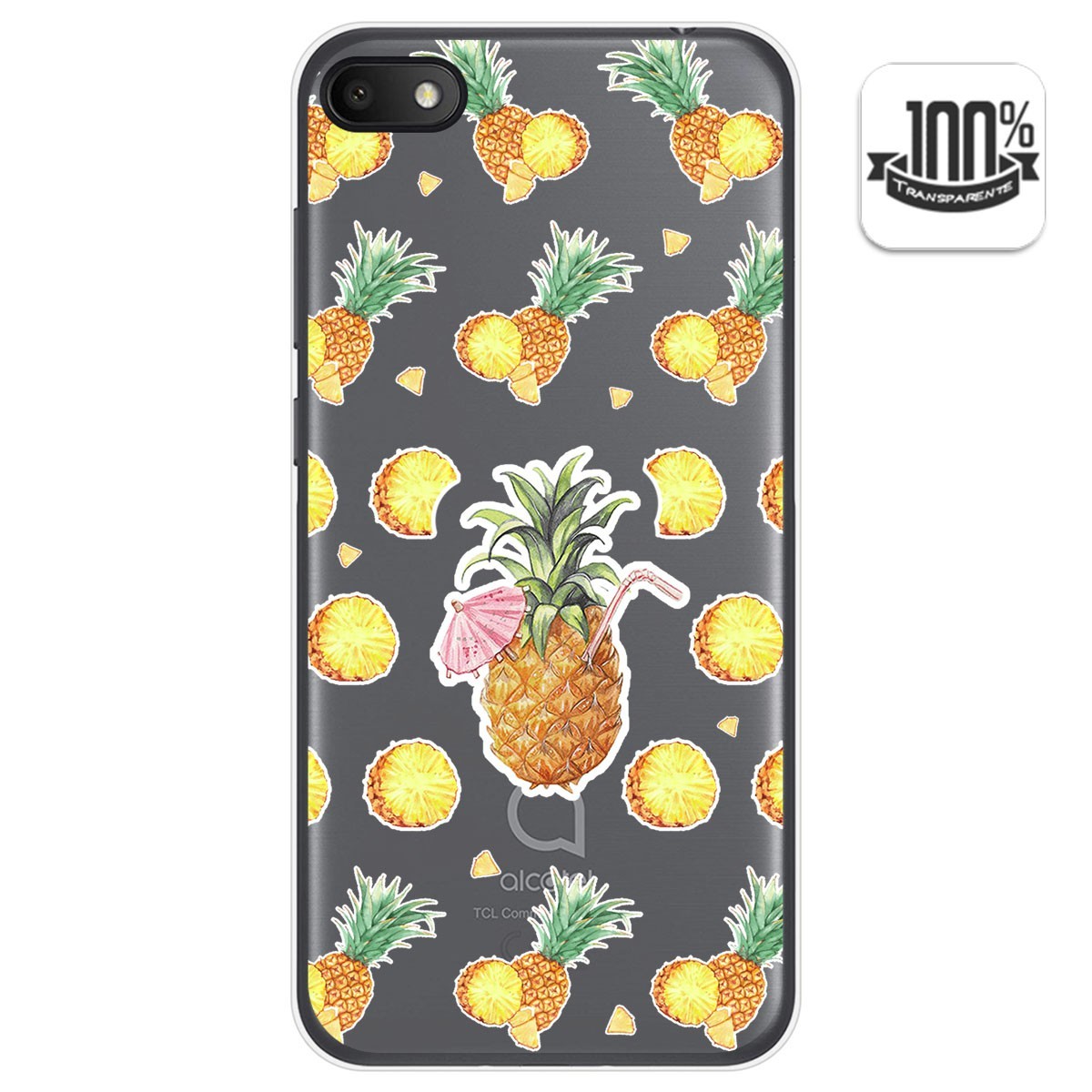 Tumundosmartphone Funda Gel Transparente para Alcatel 1V 2019 diseño Piña Dibujos