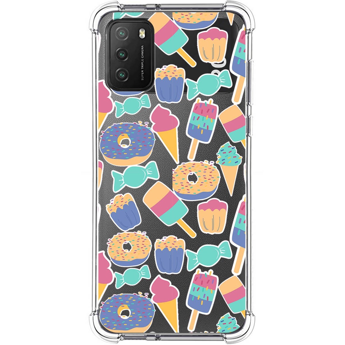 Tumundosmartphone Funda Silicona Antigolpes para Xiaomi POCO M3 / Redmi 9T diseño Dulces 02 Dibujos