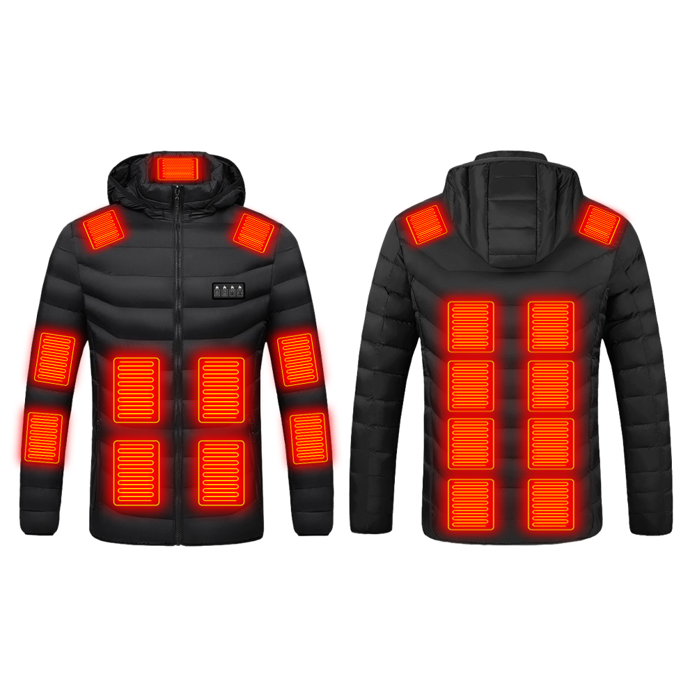 Chaqueta térmica eléctrica para hombres y mujeres, recargable por USB,  calentador de cuerpo, 8 zonas de calefacción, chaqueta con capucha