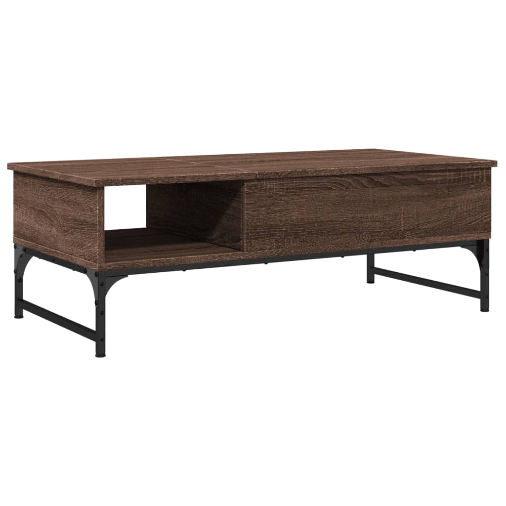 Vidaxl Mesa de Centro Madera Ingeniería Metal Marrón 100x50x35 Cm