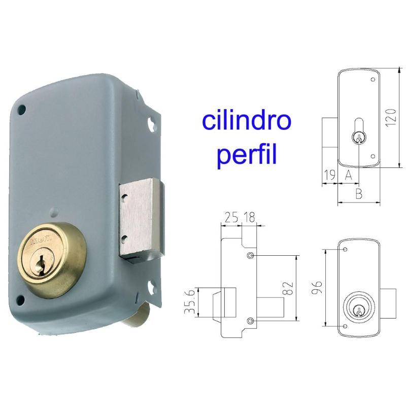 Mcm cerradura sobreponer 2556cp- 60-izqda pintada cilindro perf