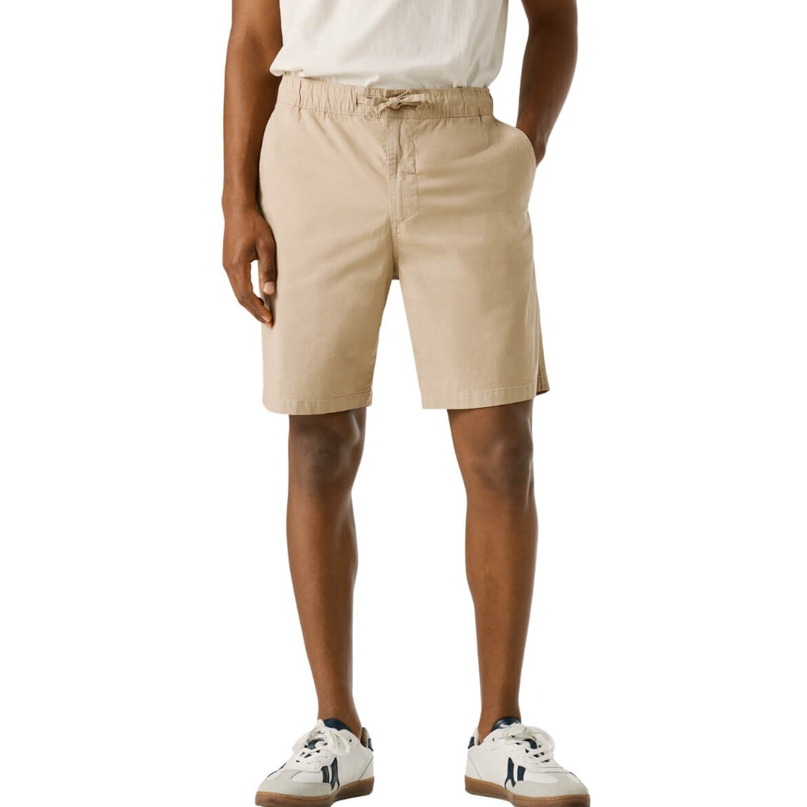 Bermudas Relaxed Fit En Popelín Beige De