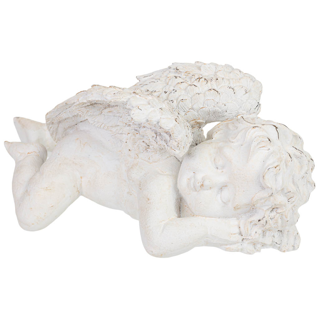Wonderlust Deco - Figura decoración ángel de resina blanco 34x19x15.5h cm Blanco 34x19x15.5h cm