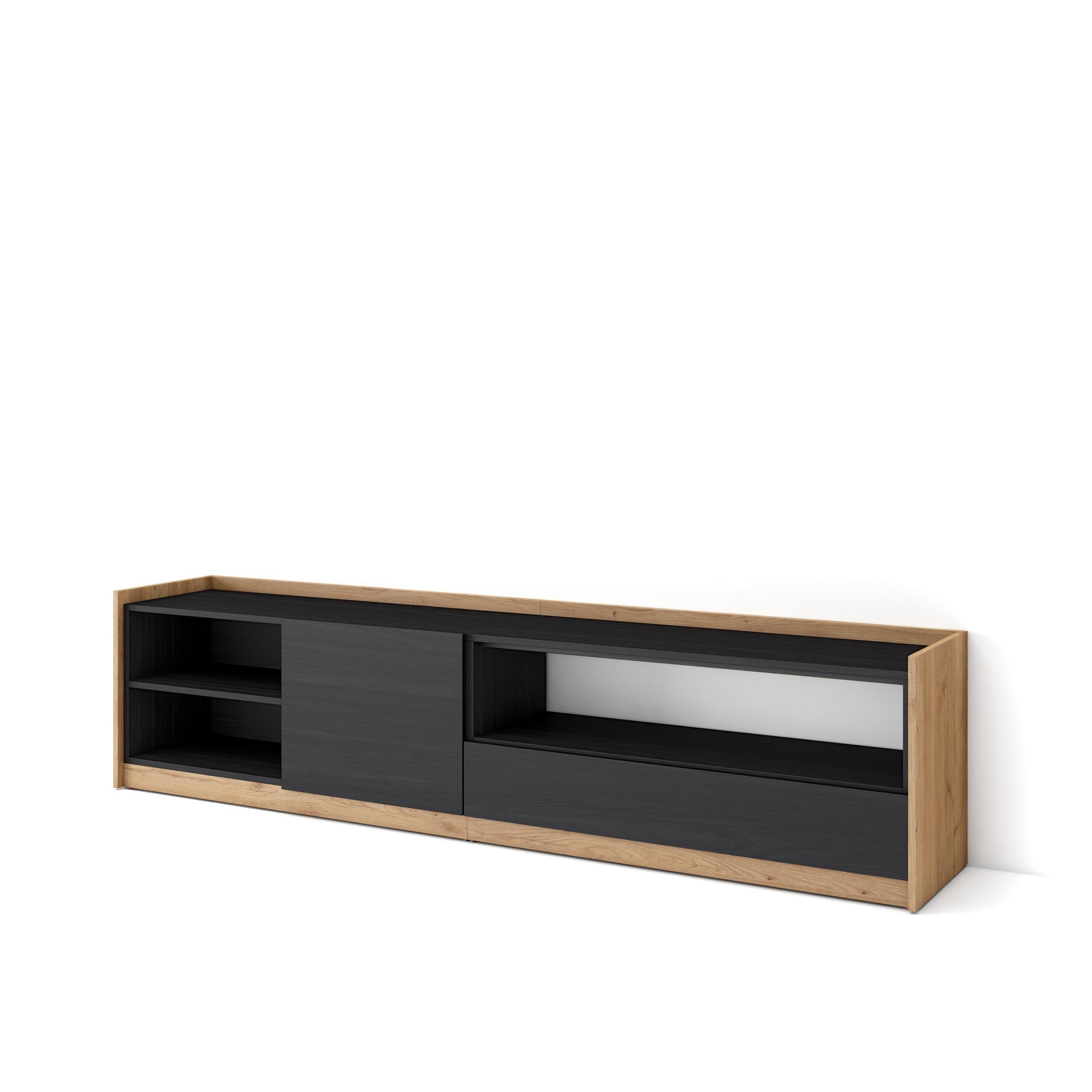 Skraut Home, Mueble TV, Televisión, Muebles de salón, almacenaje, 207x37x50 cm, Para TV hasta 80", Con almacenamiento
