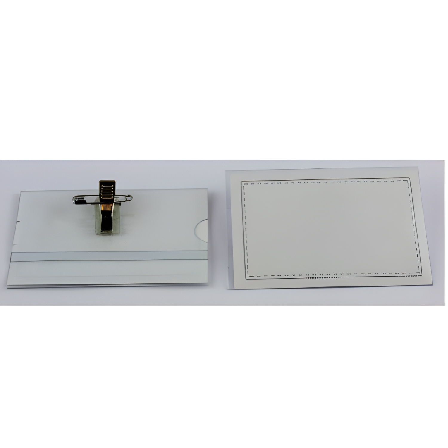Caja 50 fundas identificacion pvc rigido apaisado 55x87mm con pinza+imperdible iberplas