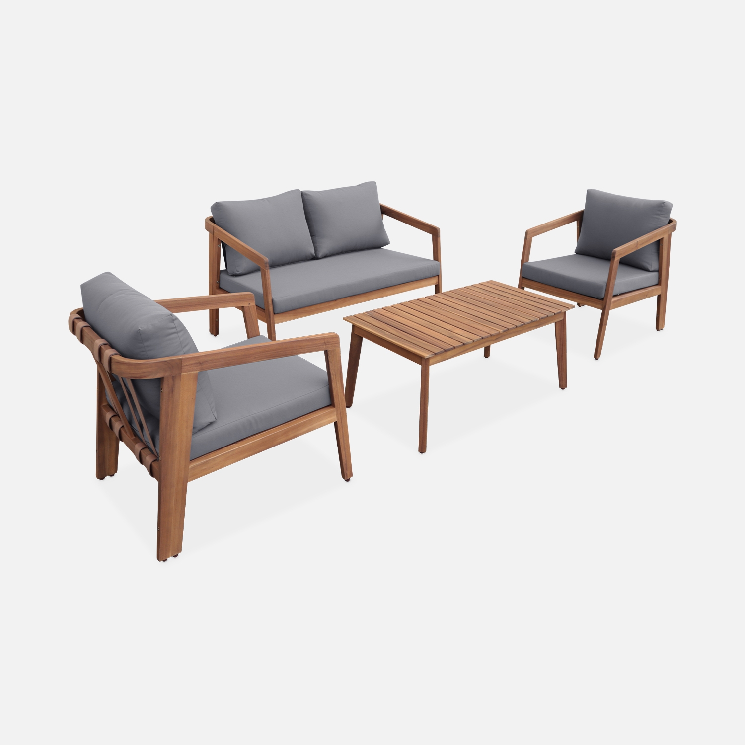 sweeek - Conjunto de jardín de madera, 4 plazas , Loberia , 108x74x64