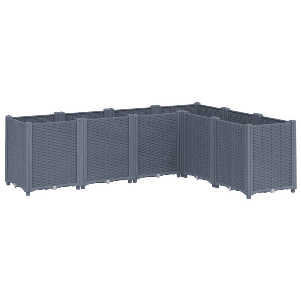 vidaXL Jardinera PP 160x120x53 cm Color Gris,  Gris claro,  Negro y mas