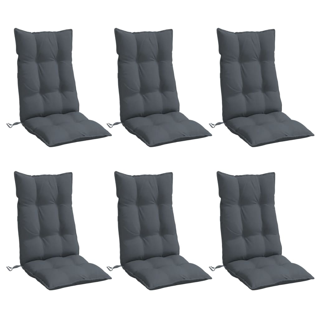 vidaXL Cojines de silla respaldo alto 6 uds tela Oxford gris antracita