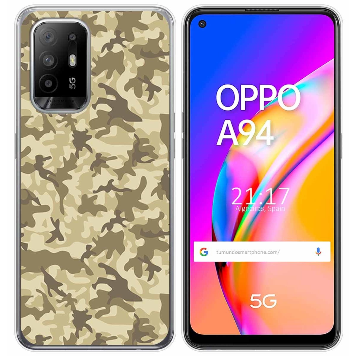 Tumundosmartphone Funda Gel Tpu para Oppo A94 5G diseño Sand Camuflaje Dibujos