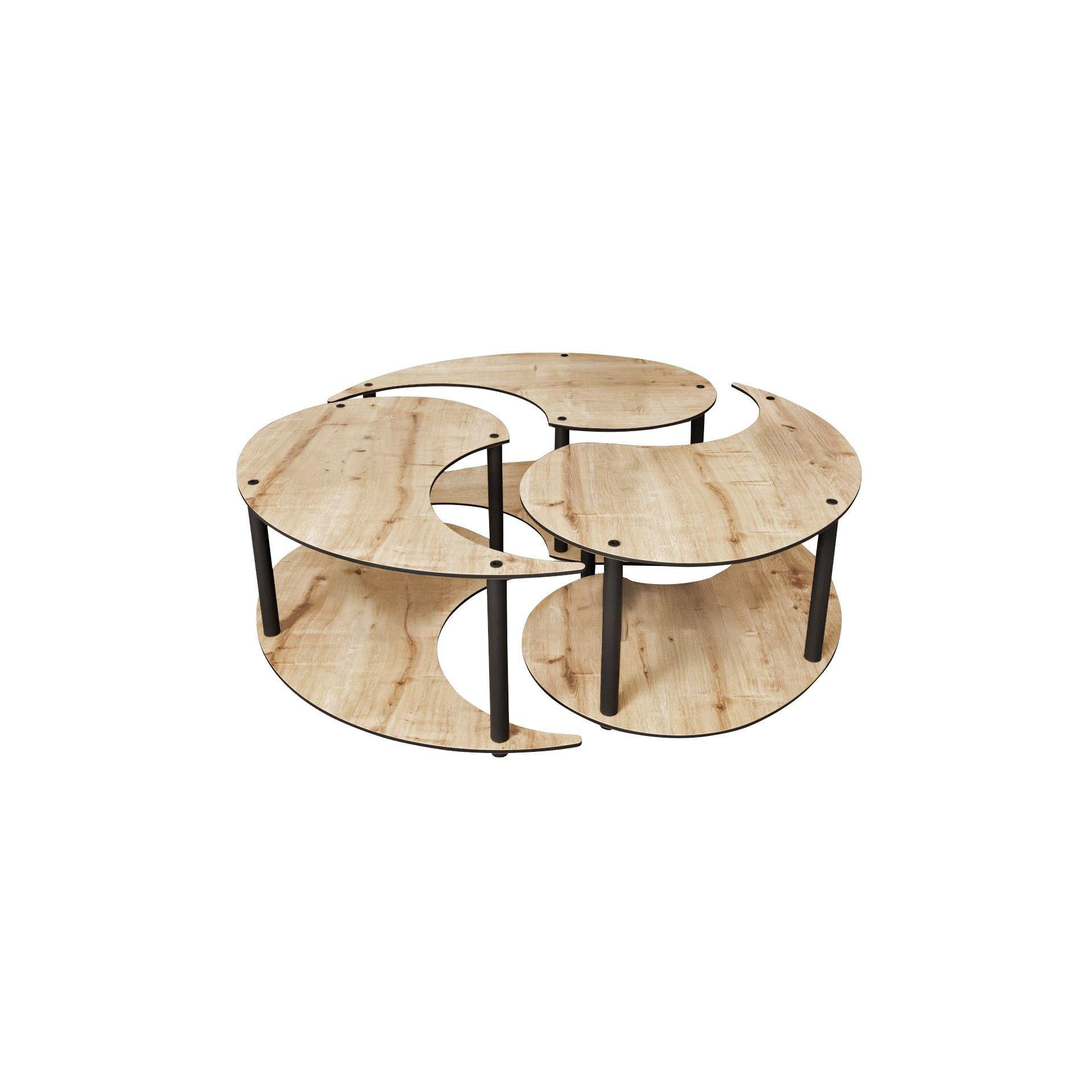 Habitat y Jardin - Juego de mesa baja de madera "Yin" 70 x 70 x 38 cm - Roble