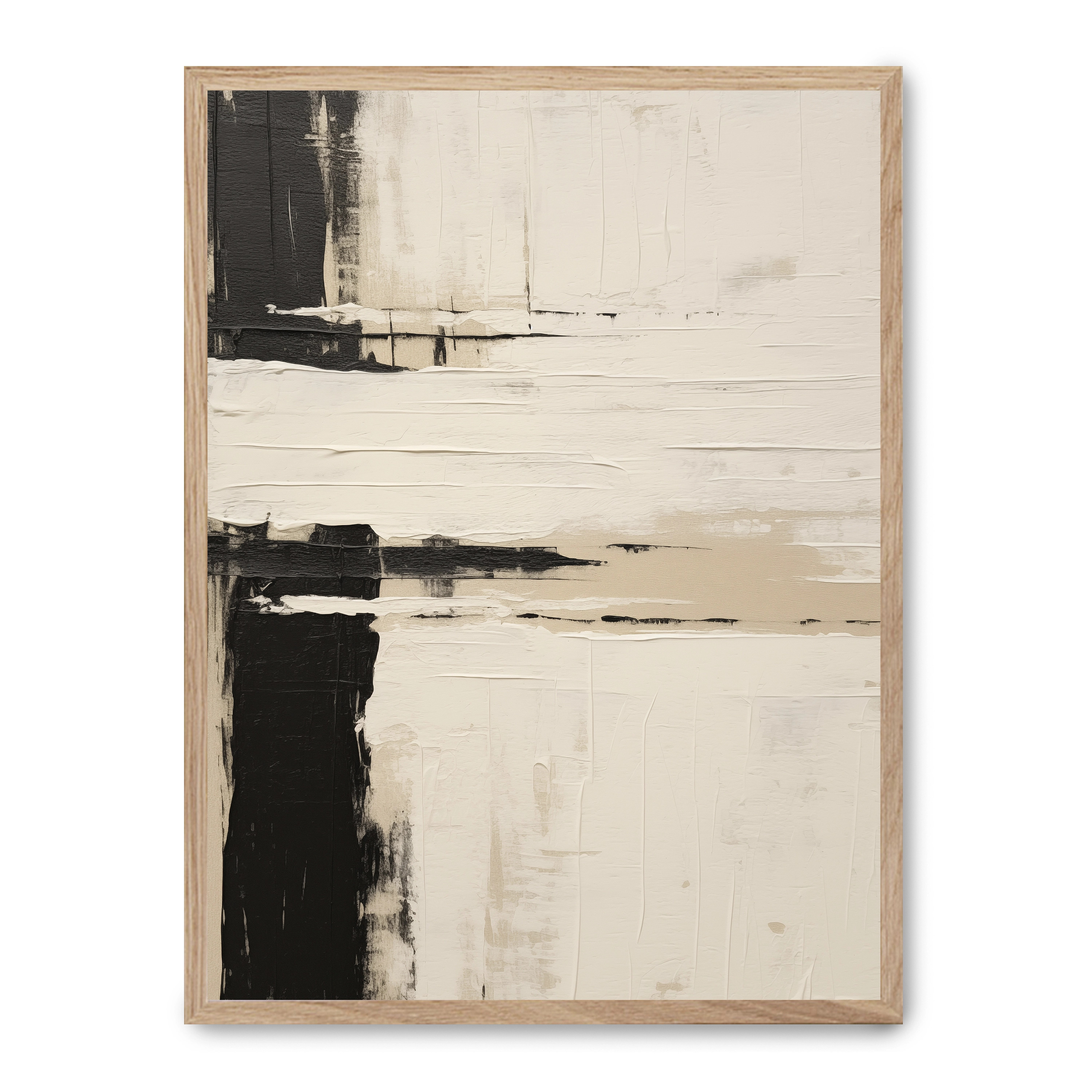 Cuadro art with black lines vi 30x40cm, Póster impreso en papel de primera calidad de 180gr, montado sobre marco de madera MDF acabado roble., Arte - Aesthetic