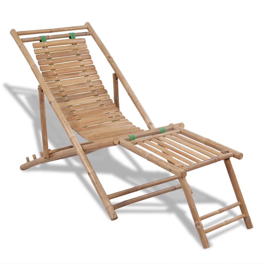 vidaXL Silla de jardín con reposapiés de bambú