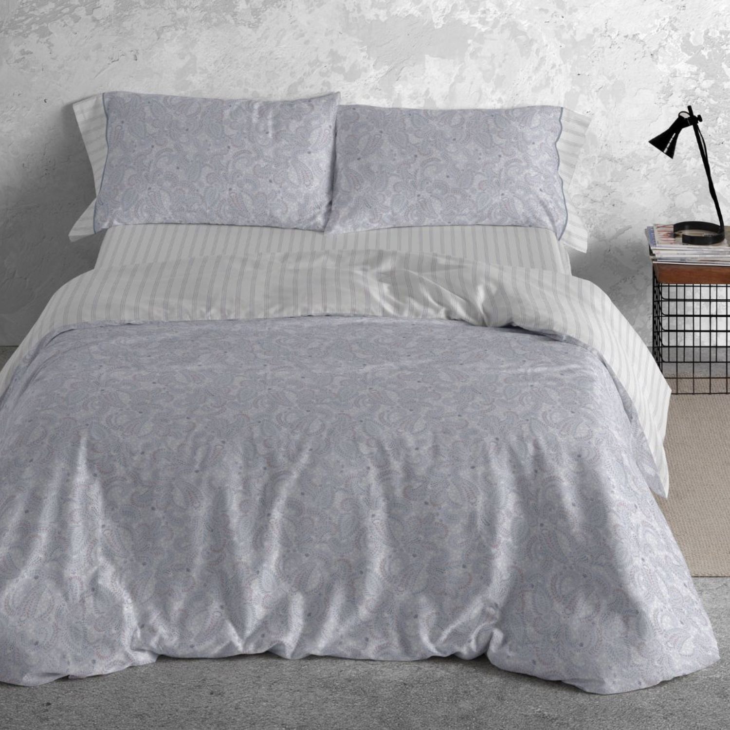 Funda Nórdica BURRITO BLANCO 100% Algodón Extrasuave Diseño Paisley Azul - Larga Duración, Anti-Pilling - Cama 90-200cm
