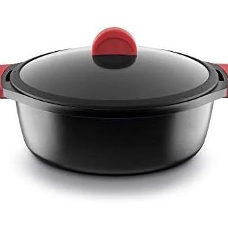 Castey - Cacerola alta de aluminio fundido IO20 de 20 cm y 1,8 L para guisos y salsas, apta para inducción con tapa incluida