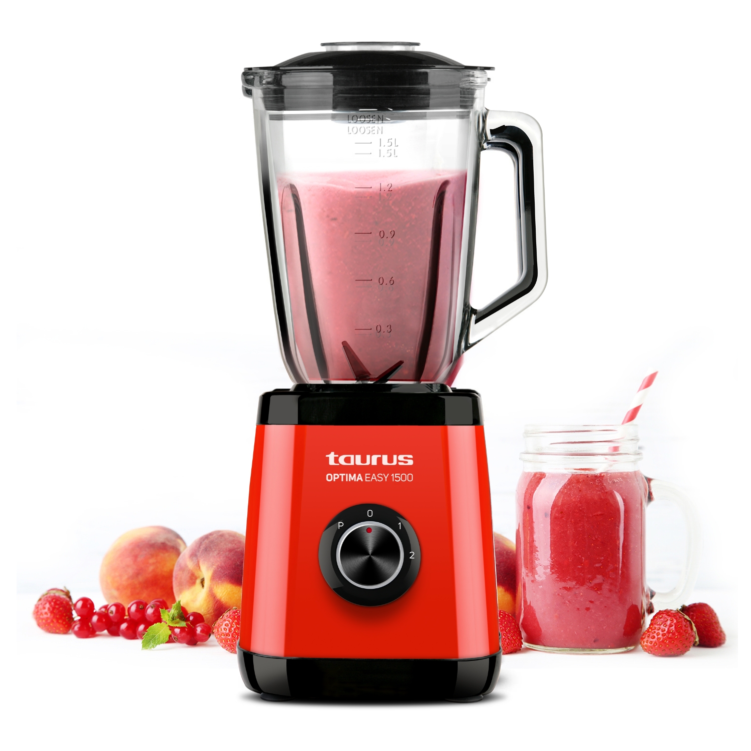 Taurus - Batidora de vaso Optima Easy 1500. Color Negro. Material producto Cristal. Potencia 1.500 W. Longitud del cable 100 cm