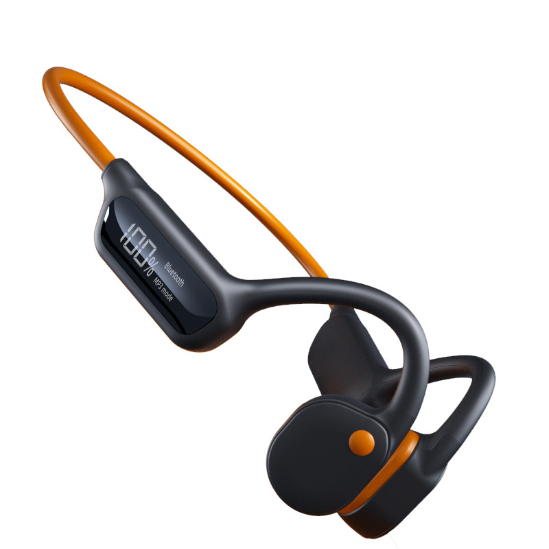 TK Auriculares inalámbricos de conducción ósea, cascos de alta fidelidad con Bluetooth 5,3 + MP3, 32GB, IPX8, impermeables, deportivos, para natación, con pantalla LED