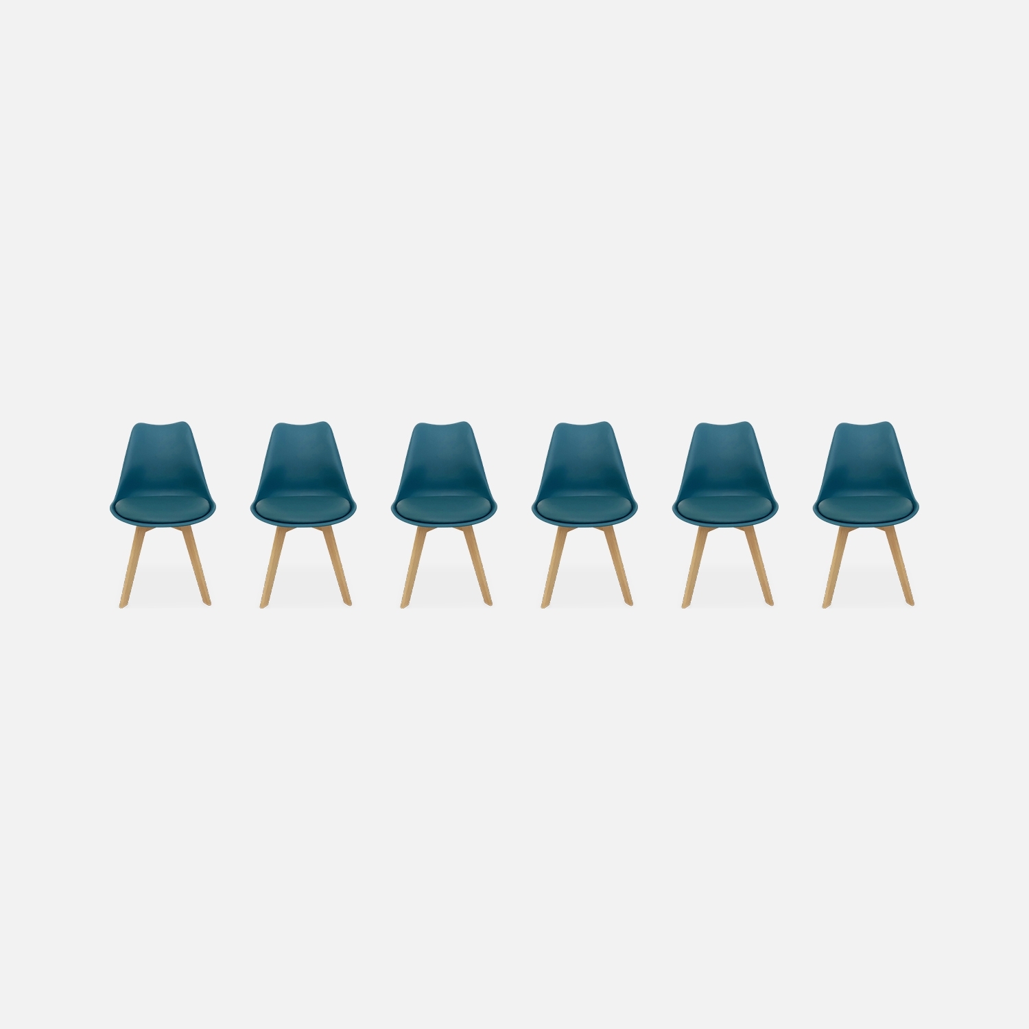 sweeek - Silla escandinava con patas de madera de haya, set de 6 , Nils , 47x55x81