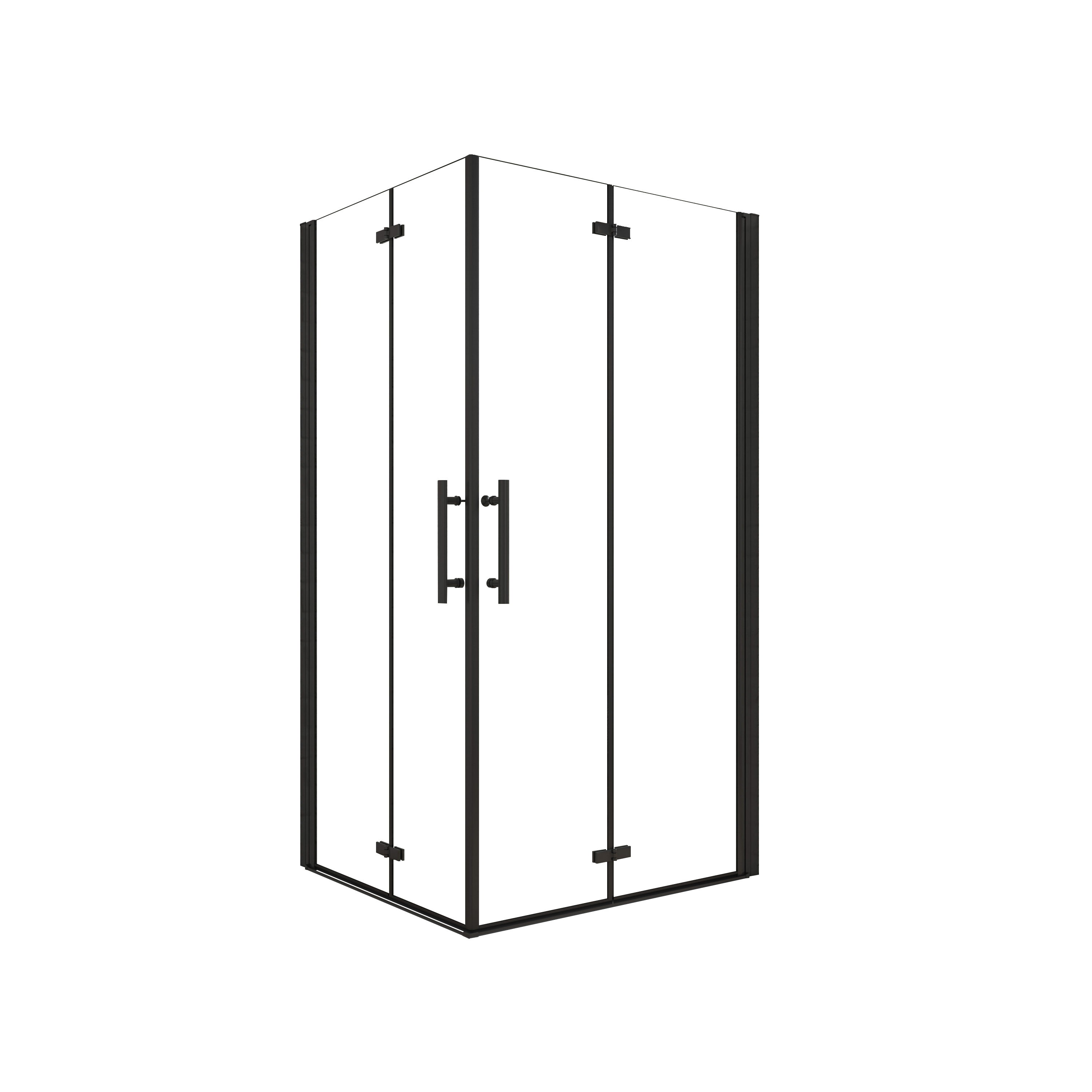 AICA Mampara de Ducha Rectangular Plegable Vidrio Templado Easyclean de 5 mm con Perfil Negro Mate Tamaño:(1080-1100)x(980-1000)x1900mm