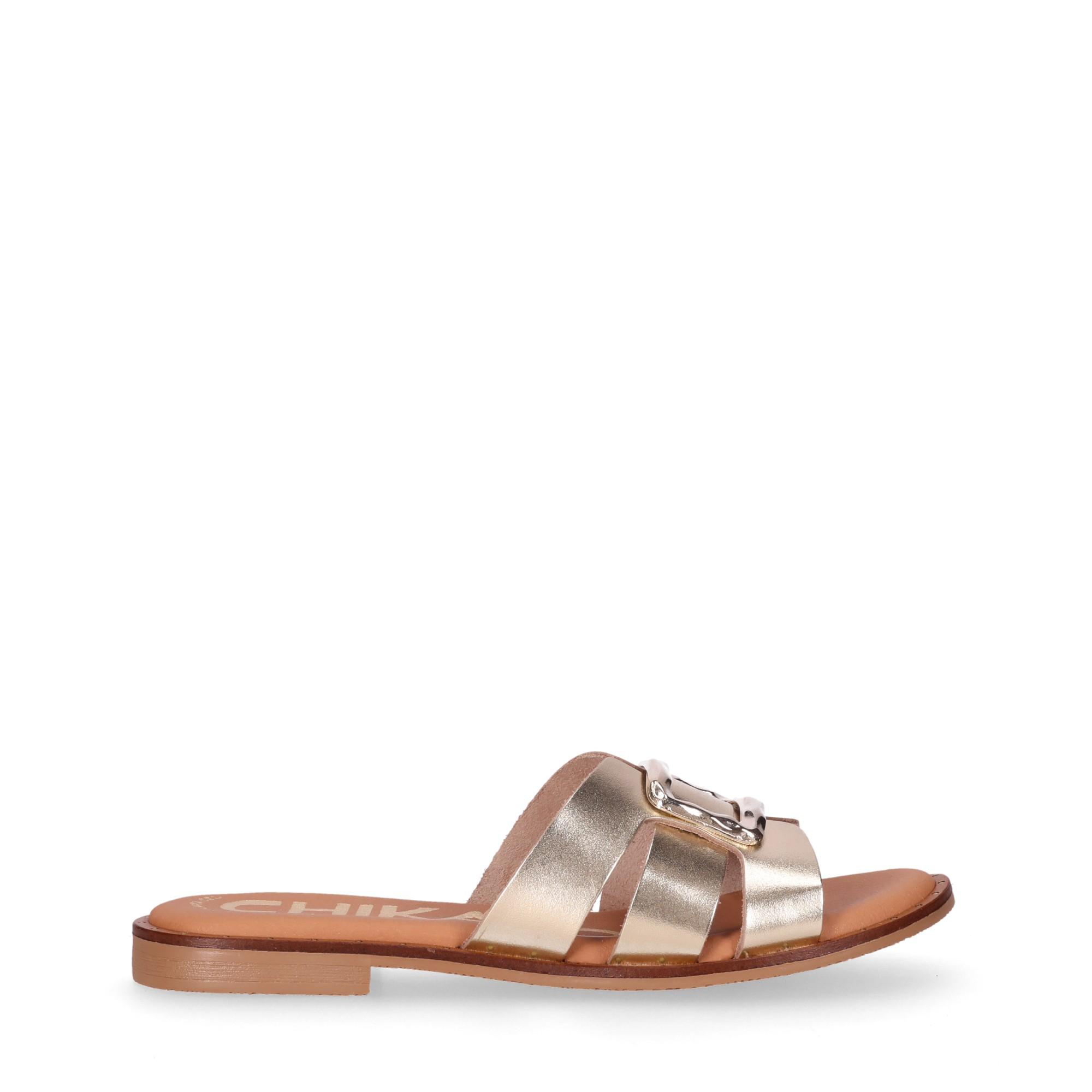 Chika10 Leather ARENA 06N Sandalias Planas Platino/Lg.Gold