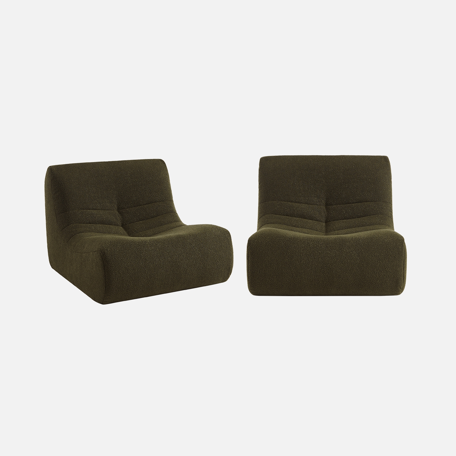 sweeek - Sofá modular en borreguito texturizado, 2 plazas , Sokol borreguito , 91x105x72