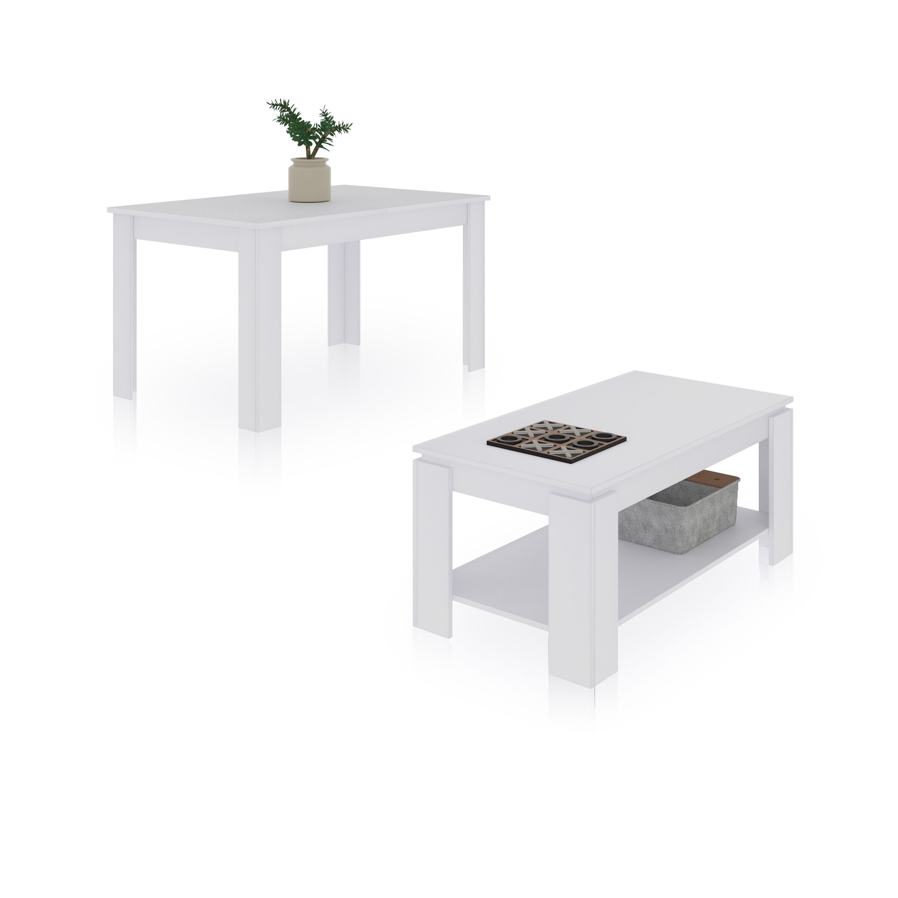 duehome - Pack mesa de comedor 123 y mesa de centro Lya
