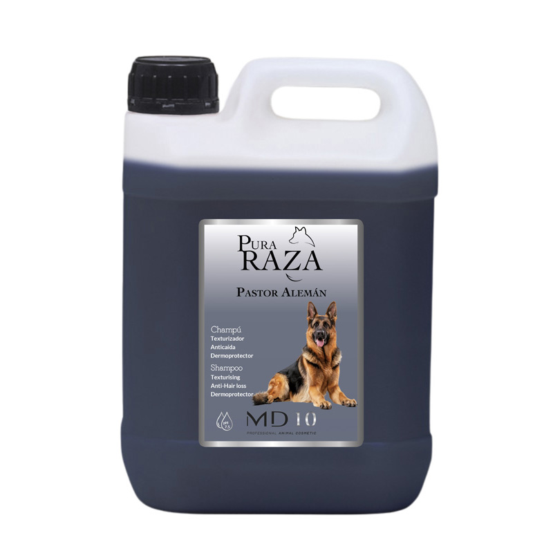 Champú para Pastor Alemán - Champú para Perros Hidratante y Dermoprotector - Reduce Caída Pelo - Ideal Manto Doble Capa - Aceite Esencial de Romero - Fabricado en España - MD-10 COLLECTION