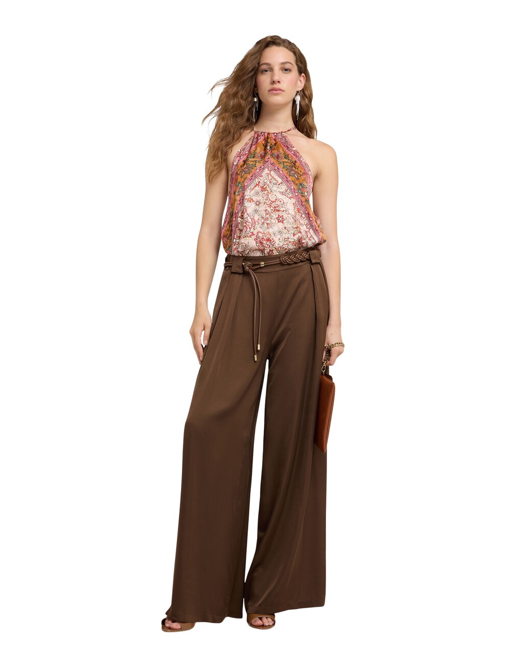 Motivi - Pantalones palazzo de raso con pliegues