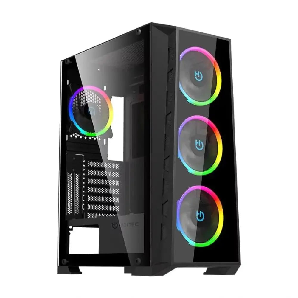 Torre PC Caja Hiditec MH12 Glass E-ATX ARGB 4 Ventiladores Cristal Templado USB-C Negra