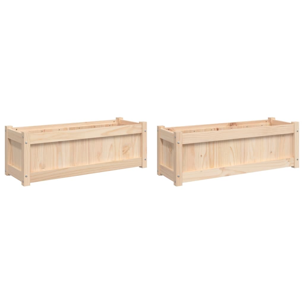 vidaXL Jardineras de exterior 2 unidades madera impregnada de pino Color Pino natural,  Blanco,  Marrón y mas