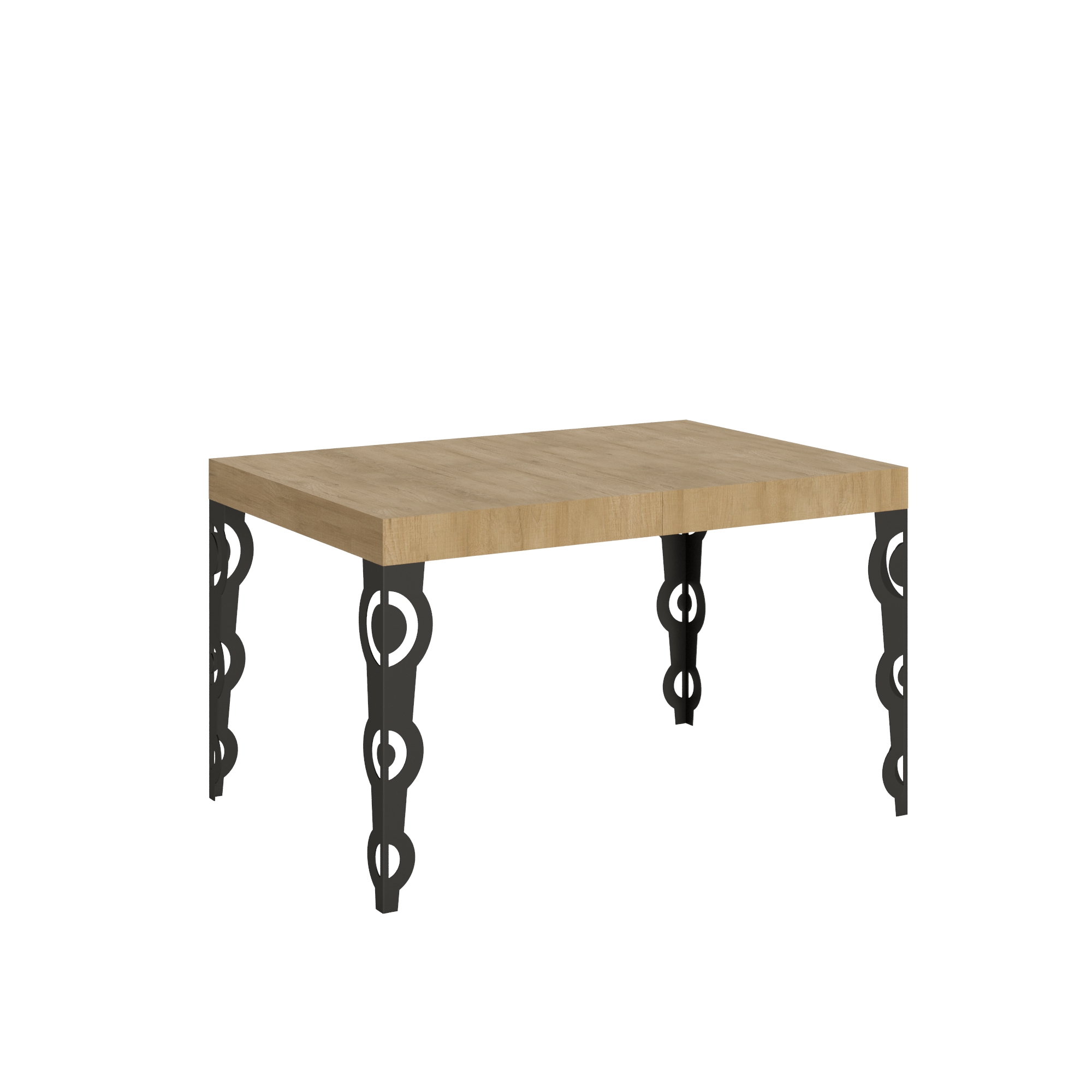 Mesa extensible Karamay 120/380x90 cm roble natural con patas antracita - Itamoby