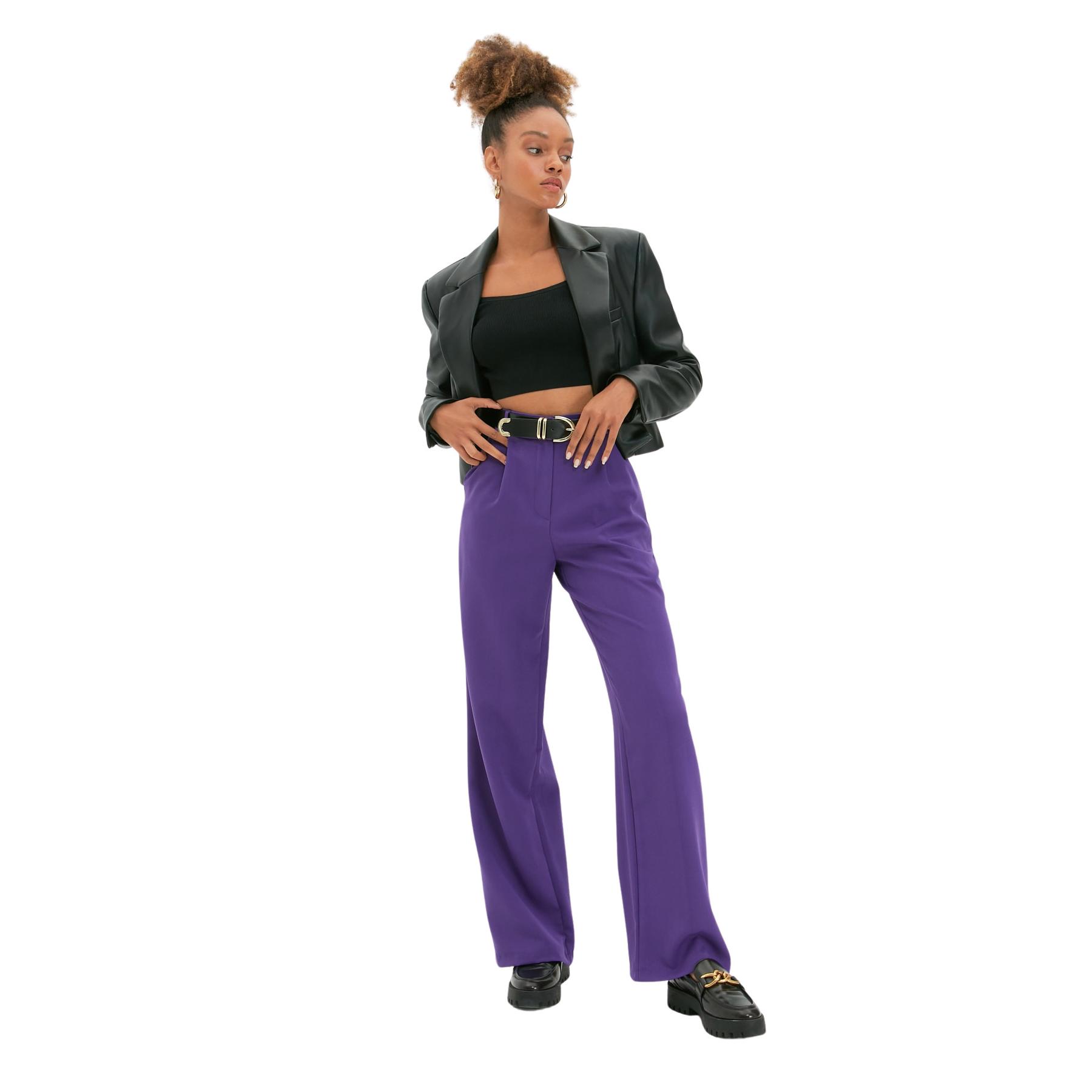 Trendyol Pantalones De - Cómodos Y De Alta Calidad Ciruela Mujer Talla 36