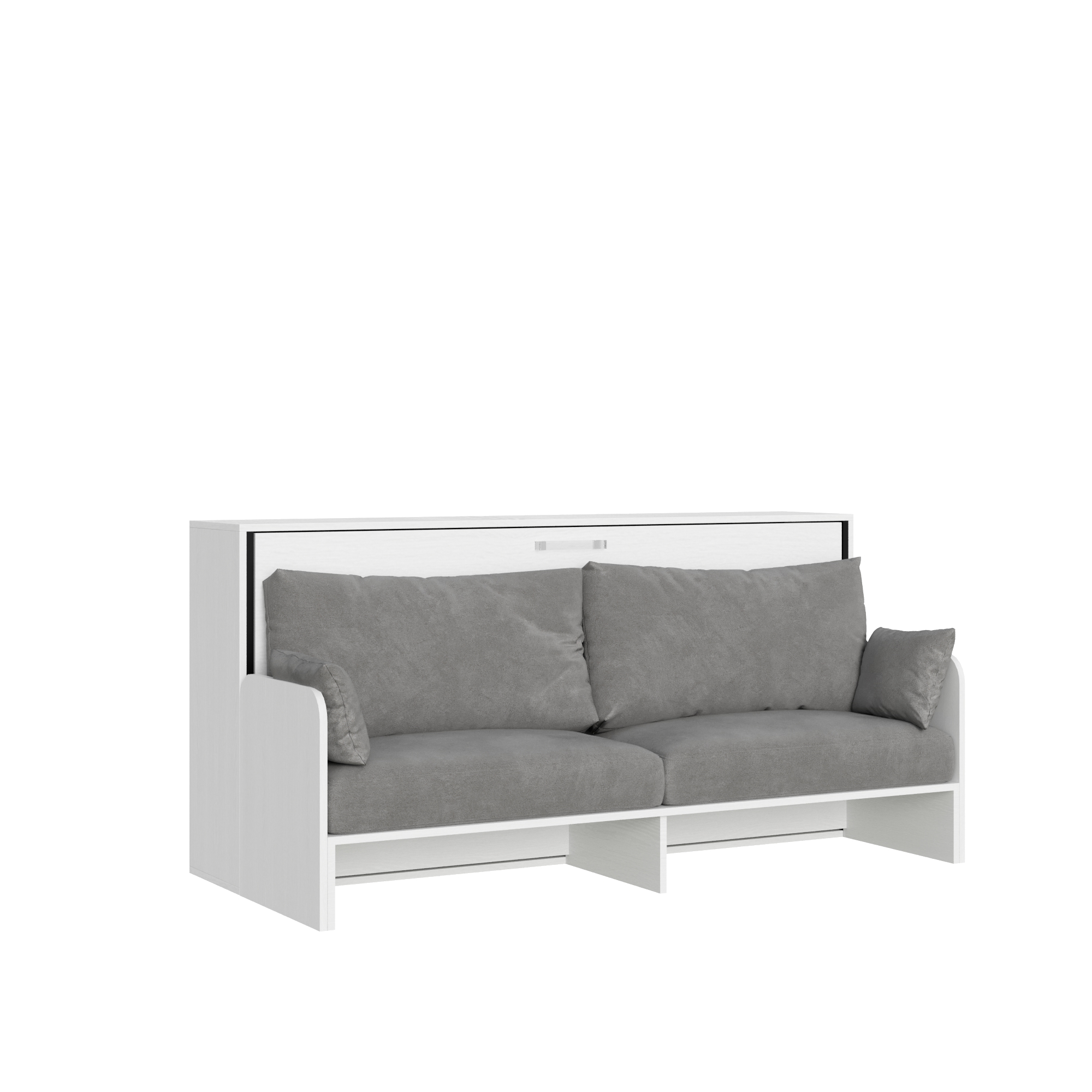 Cama individual abatible Kando con sofá de fresno blanco, gris - Itamoby