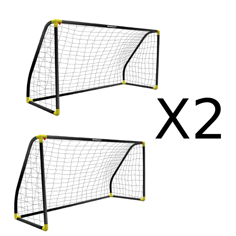 Devessport Set 2 UnidadesPortería de Fútbol PVC Negro 180 x 91 x 120 cm