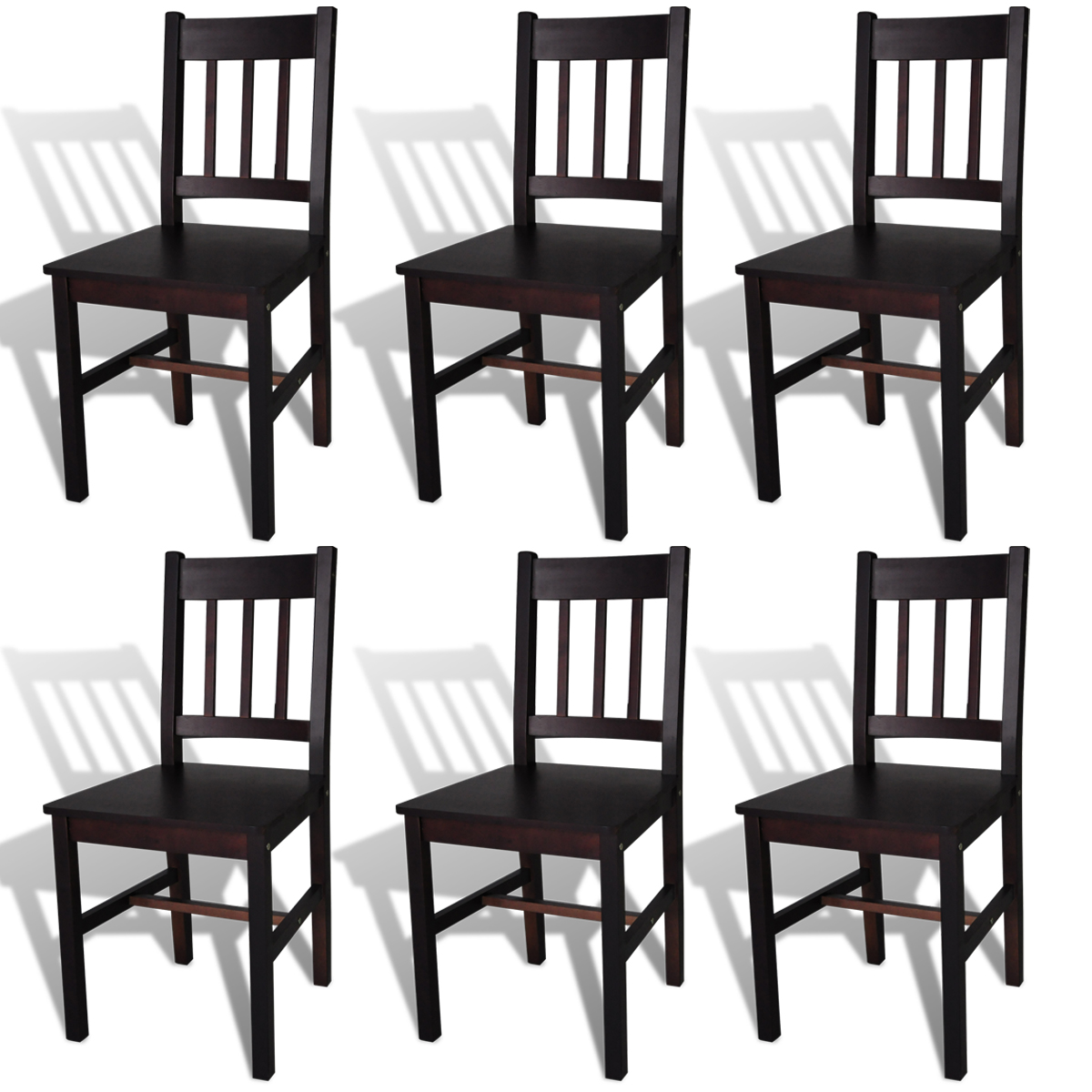 vidaXL Sillas de comedor 6 unidades madera de pino marrón oscuro