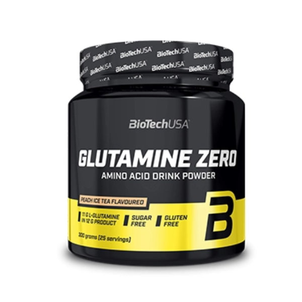 Biotech USA Glutamine Zero - 300 gr Aminoácido L-Glutamina Pura con Extracto de Té Negro
