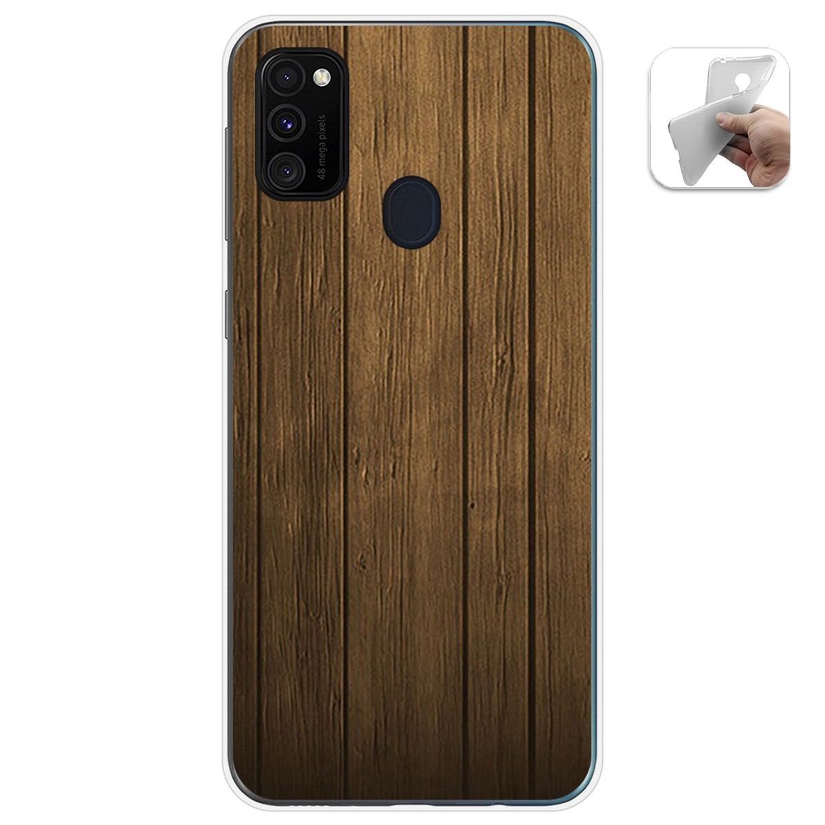 Tumundosmartphone Funda Gel Tpu para Samsung Galaxy M30s / M21 diseño Madera Dibujos